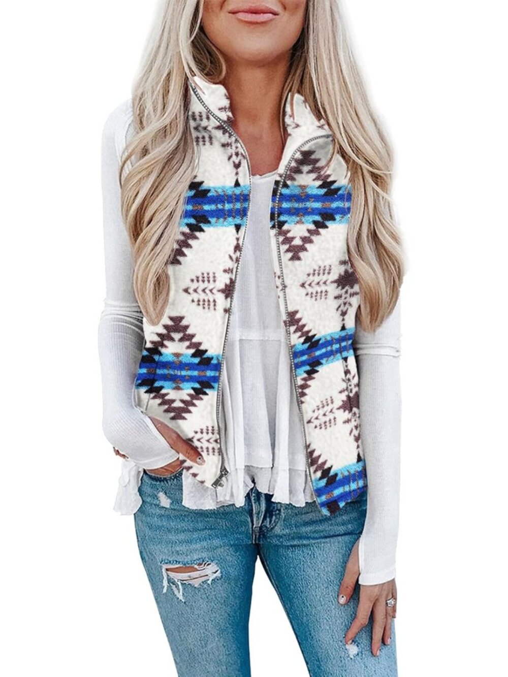 Cozy Fuzzy Sherpa Fleece Vest Jacket - Lightweight Sleeveless Cardigan with
